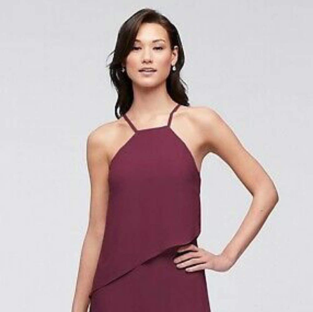 David's Bridal Waterfall Tiers Formal (Wine, Sz 6)